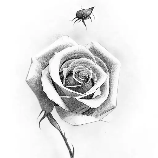 A black-grey tattoo of a typewriter with a rose growing out of it tattoo design idea