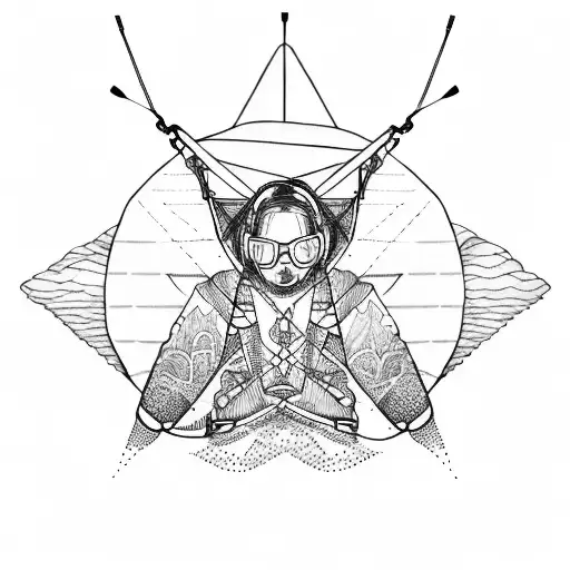paragliding over mountain tattoo design idea