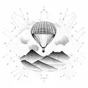 paragliding over mountain tattoo design idea