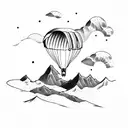 paragliding over mountain tattoo design idea