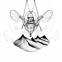 paragliding over mountain tattoo design idea