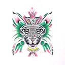 aztec jaguar in a mexican jungle tattoo design idea