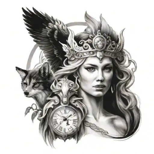 nordim goddess freya goddess tattoo design idea