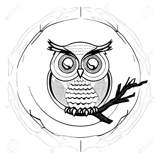 owl resting on a basketball hoop backboard tattoo design idea