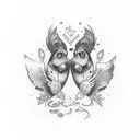 Create a meaningful tattoo capturing a daughter's love for her father, harmonizing birthdates, lucky numbers, and favori tattoo design idea