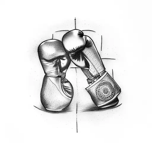 A tattoo of a pencil and a boxing glove crossed tattoo design idea