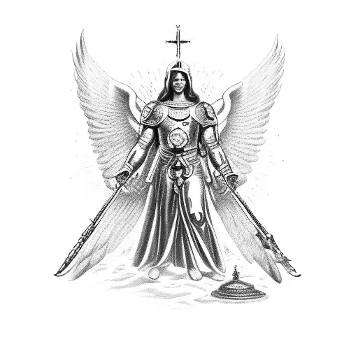 archangel Michael with the number 316 tattoo design idea