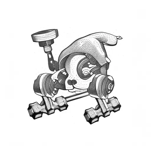 Headpones and dumbbells combined tattoo design idea