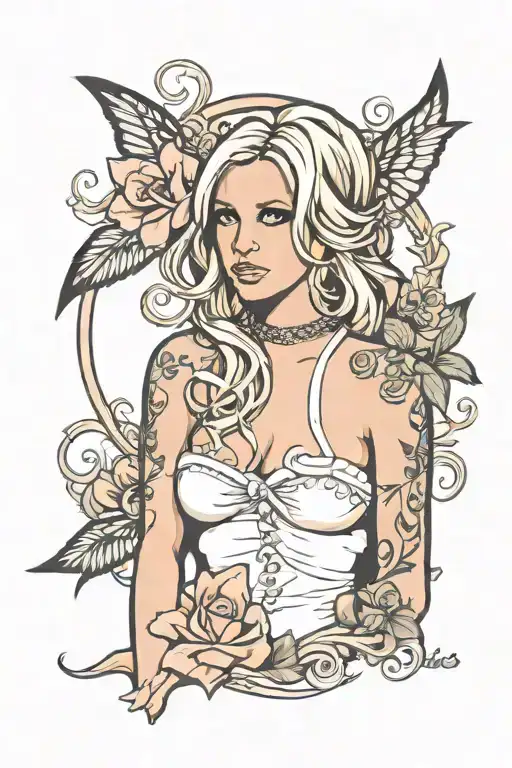 britney spears girly tattoo design idea