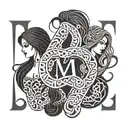 3 daughters with letter M tattoo design idea