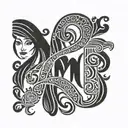3 daughters with letter M tattoo design idea