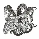 3 daughters with letter M tattoo design idea