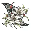 katana and spider lily tattoo design idea