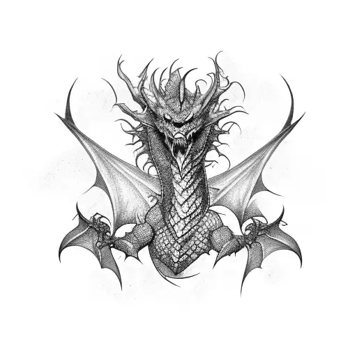 dark dragon evil tattoo design idea