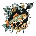 fish gemini zodiac sign tattoo design idea
