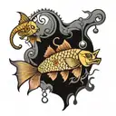 fish gemini zodiac sign tattoo design idea