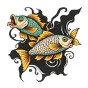fish gemini zodiac sign tattoo design idea