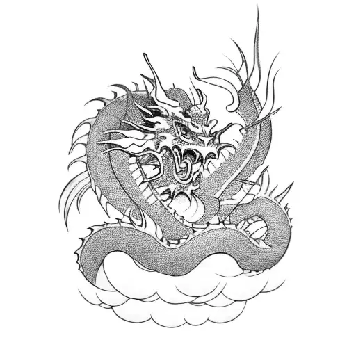 Japanese Dragon, manga draw style tattoo design idea
