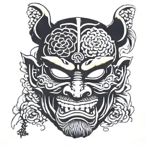 shogun mask tattoo design idea