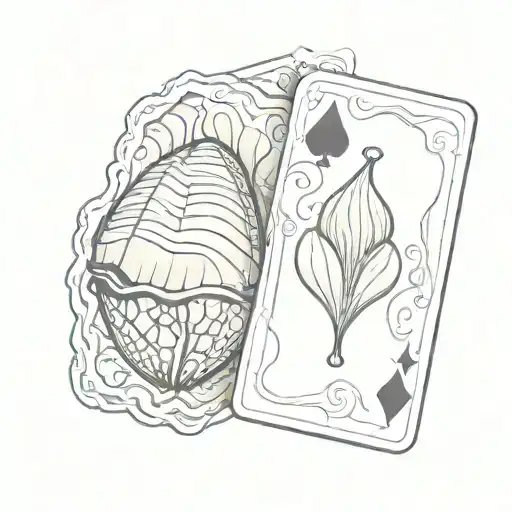 African cowrie shells and a deck of cards combined in a unique pattern tattoo design idea