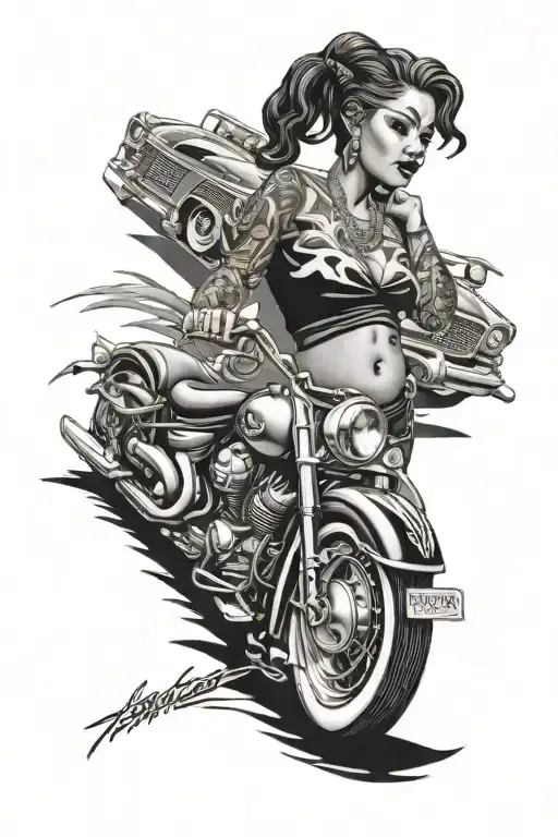 lowrider chola ganster old school tattoo design idea