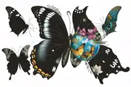 A butterfly with a globe pattern on its wings, symbolizing the beauty and vastness of the world tattoo design idea