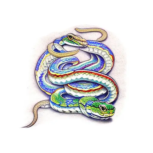 garter snake upper arm half wrap tattoo design idea