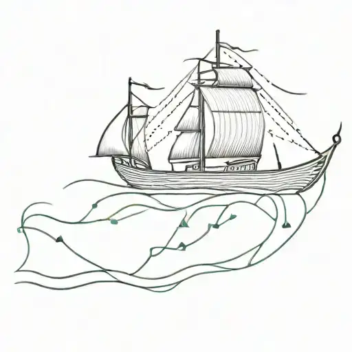 A minimalist tattoo of a Viking ship sailing through a sea of binary code, merging the client's interest in Nordic mythology and computers tattoo design idea