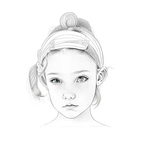 a young girl wearing a pink headband tattoo design idea