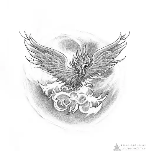 Phoenix Rising out of ashes tattoo design idea