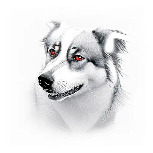red dog border collie husky mix tattoo design idea