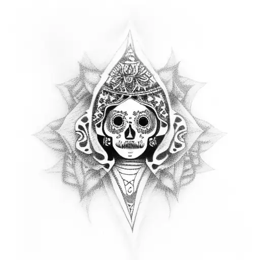 santa muerte sexy girl tattoo design idea