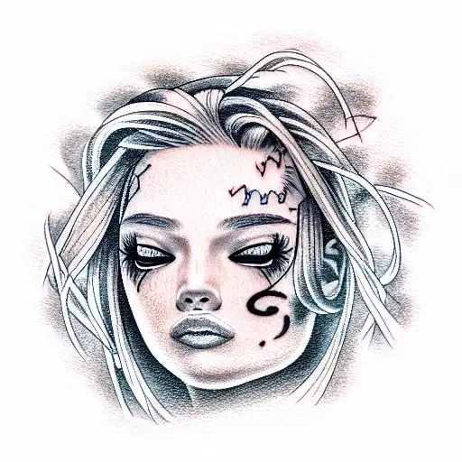 sad face and happy face tattoo design idea