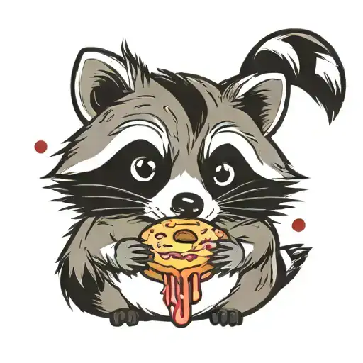 raccoon eating a donut  tattoo design idea