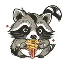 raccoon eating a donut  tattoo design idea