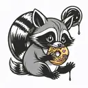 raccoon eating a donut  tattoo design idea