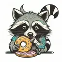 raccoon eating a donut  tattoo design idea