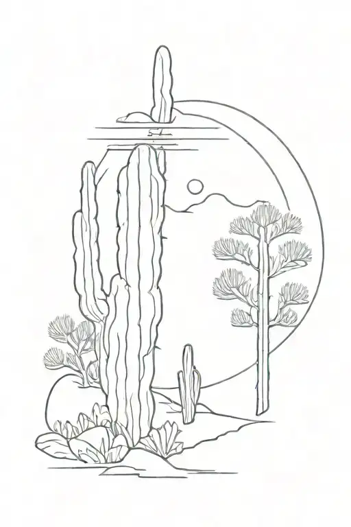 Half a Saguaro cactus and the other half a pine tree tattoo design idea