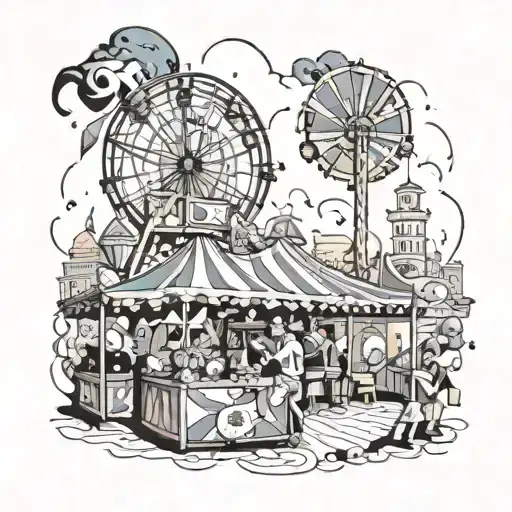 carnival scene tattoo design idea
