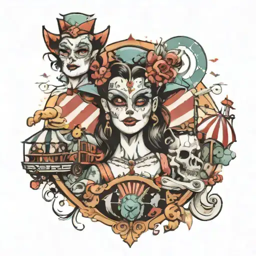 carnival scene tattoo design idea