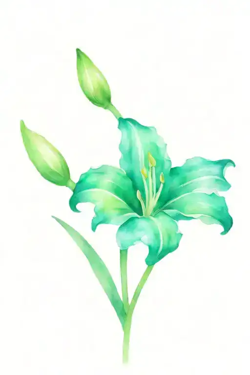A Jade colored Lilly Flower growing out of tattered dirt tattoo design idea