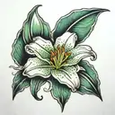 A Jade colored Lilly Flower growing out of tattered dirt tattoo design idea