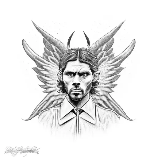 Drugs got me sweatin', but the room gettin' colder Lookin' at the devil and the angel on my shoulder Will I die tonight? tattoo design idea