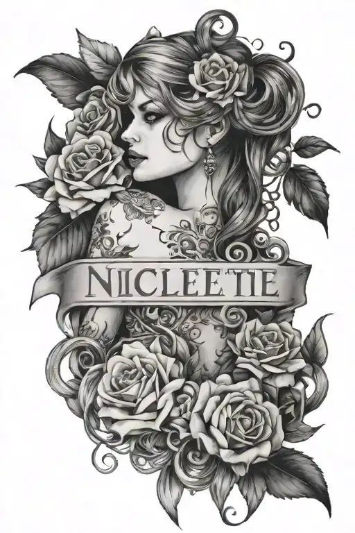 words written Jill, Nicolette, Juliana, and Eve tattoo design idea