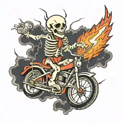 skeleton riding a lightning bult tattoo design idea