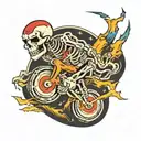 skeleton riding a lightning bult tattoo design idea