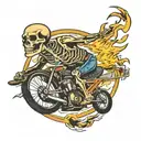 skeleton riding a lightning bult tattoo design idea
