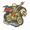 skeleton riding a lightning bult tattoo design idea