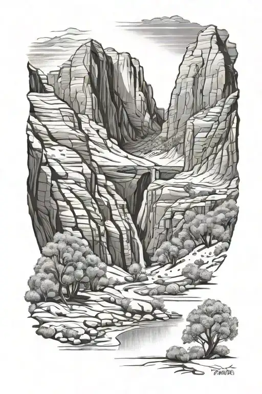 Zion national park scene tattoo design idea