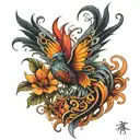 phoenix butterfly  tattoo design idea